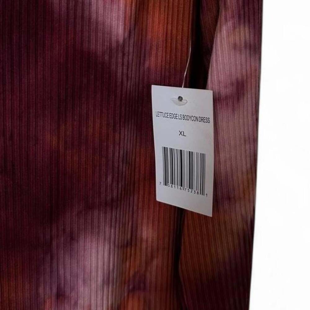 NWT Women’s XL Derek Heart Lettuce-Edged Long Sleeve Tie-Dye Multi Bodycon Dress - Picture 3 of 4